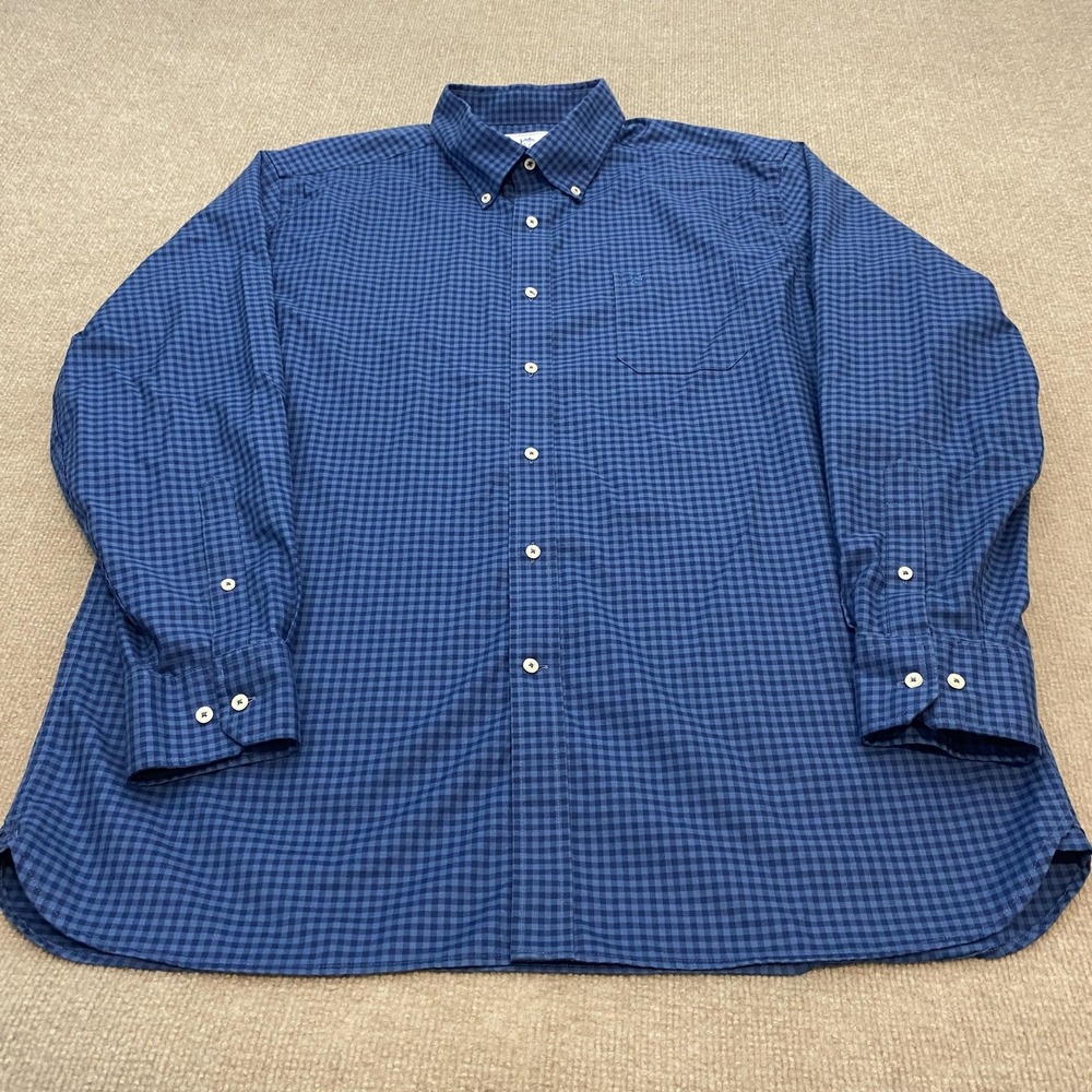Southern Tide Shirt Mens XL Blue Check Long Sleeve Button Down Stretch Casual